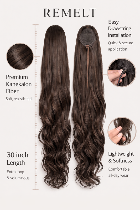 Layered Body Wave Drawstring Ponytail