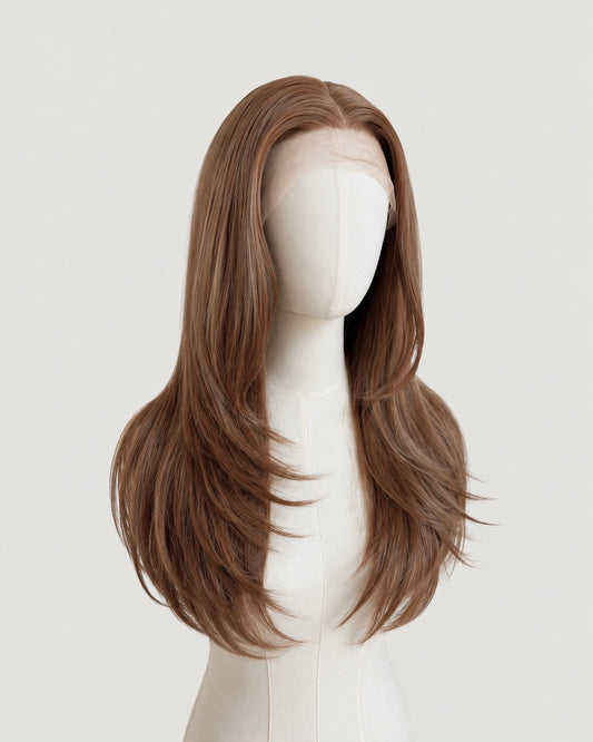 Honey Blonde Straight Layered  Lace Frontal wig